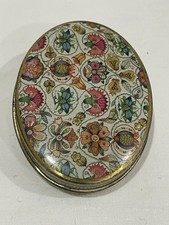 Small vintage antique tin box oval storage box 6 x 4.5 cms Christmas gift