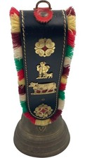 Vintage Swiss Cow Bell with Colourful Leather Fringe Strap Decorative