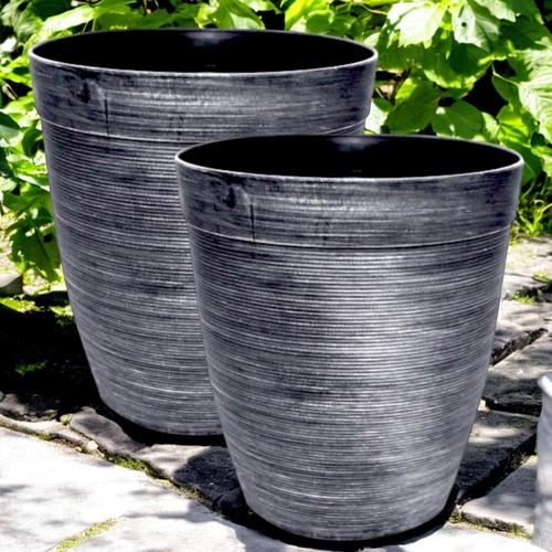 Helix grey ribbed plant pot - helix,