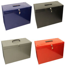 Lockable Foolscap Metal File Box Filing Storage extr/inc 5 Free Suspension Files