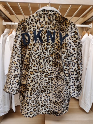 Dkny coat brown leopard - uk, 12