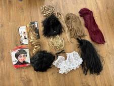 Job Lot Bundle of Fancy Dress Costume 5 Wigs & 4 Hair Pieces Austin Powers Etc