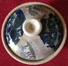 Diane Worthy Crich Pottery Large Lidded Casserole Dish Floral Decoration VGC 3pt