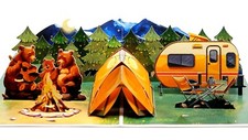 Camping Pop Up 3D Card ,  6"x