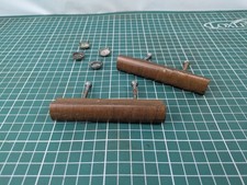 2x Antique Wooden Walnut Furniture Pull Handles + Fixings, Cabinet Drawer Handle