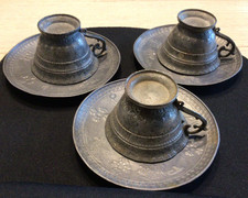 Antique Pewter Cup Saucer