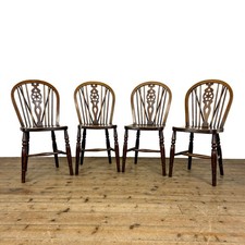 Antique set four wheelback - set,