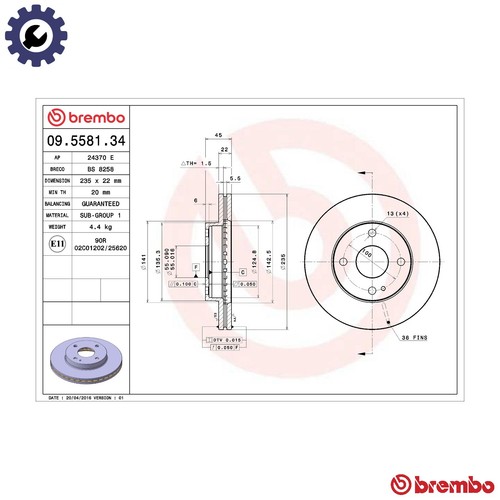 Brake disc 5581 34 for - 2x,