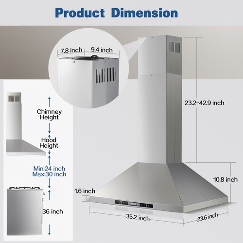 Island range hood 700cfm - 36",