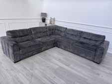 Sofology Maximo Large Corner Sofa Dark Grey Aniline Leather 3/CNR/3