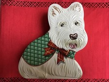 Scottie Dog Shaped Biscuit Tin Sainsburys Embossed EMPTY VGC