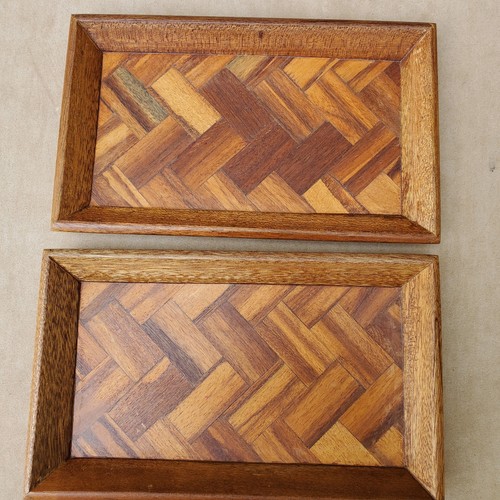 Pair wooden teak - pair, tray