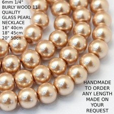 6mm 1/4" GLASS PEARL NECKLACE 70 COLOURS 16" 18" 20" SL