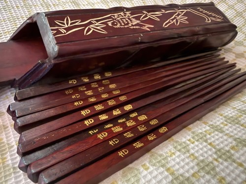 Vintage chopsticks carved - vintage,