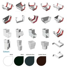 Square Guttering And Down Pipe, In Black, White, Brown And Anthracite.