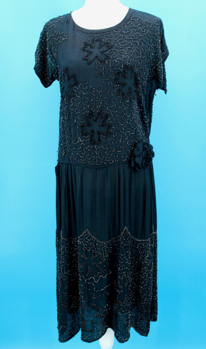Vtg women 20s black beaded - vtg,