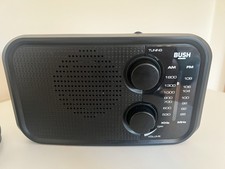 Bush Portable AM FM Travel Radio Mono Speaker Mains Battery Operated Working