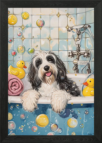 Bearded collie dog framed wall - bearded,