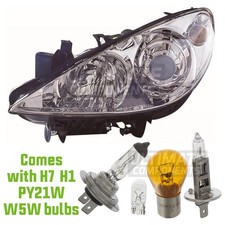 Peugeot 307 Hatchback 2005-2009 Headlight Headlamp Passenger Side With Bulbs