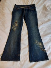 Vintage Ted Baker Ladies EMBROIDERED BELL BOTTOM  Jeans Size 14   32" Waist  VGC
