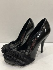 Sexy Red Or Dead Black Heels Court Shoes With Lace Detail UK6 EU39 VGC Goth