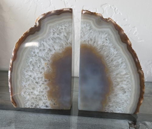 Agate crystal bookends - crystal, geode