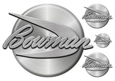Bowman Boat Remastered Stickers. Brushed Metal Style
