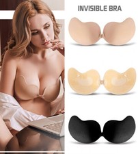 Adhesive Stick On Bra Invisible Silicone Strapless Push Up Backless Reusable UK