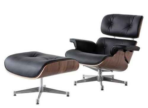 Lounge chair ottoman black - &,