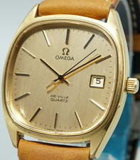 Vintage 1970s OMEGA De Ville Cal.1342 Ref.193.0034 Qz Gold 34mm Mens Watch