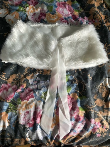 Faux fur pure white stole - faux,