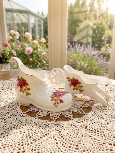 Vintage floral ceramic trinket - vintage,