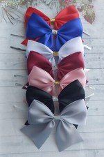 Christmas tree bows satin ribbon decorations pack of 5 many colours