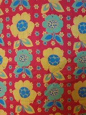Half Mtr Unused Bold Vintage French Marignan Fabric Rare 60/70s Flowers bolt end