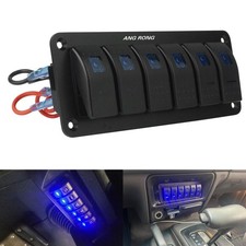 6 Gang LED Blue Rocker Switch