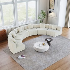 Chenille curved sectional sofa