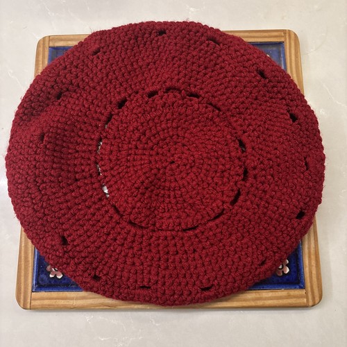 Red hand crotchet - red, beret