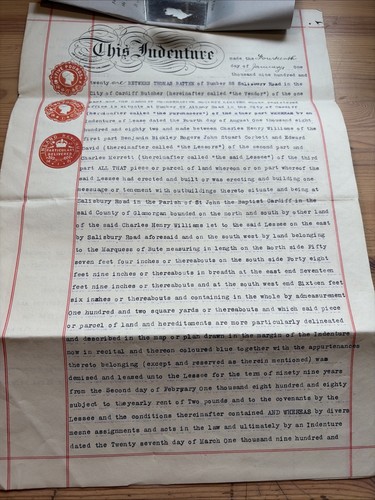 1921 indenture thomas - indenture, b/w