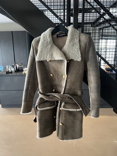 Balmain shearling coat - shearling,
