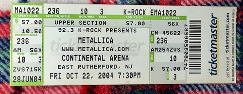 Metallica ticket october - -,