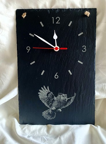 Engraved owl slate wall - owl,