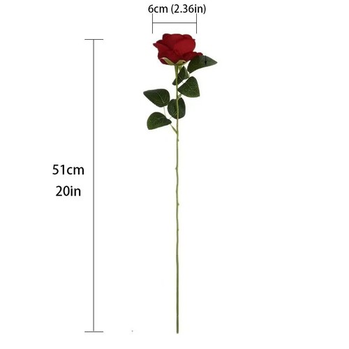 12x artificial single rose - single, bud