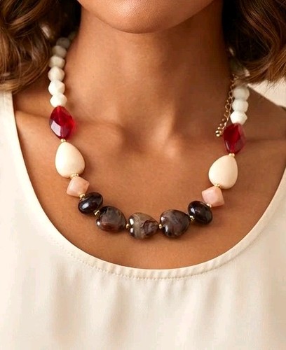 Boho beaded statement necklace - boho,