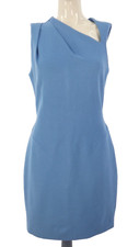 Reiss Pencil Dress Katerina Blue Asymmetric Neckline Unusual Smart Office UK 12