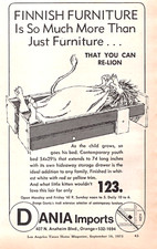Palaset Dania Imports Modular CA Furniture Feline Lion Graphics Vtg Mag Print Ad