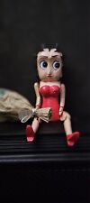 Vintage Wooden Betty Boop Articulated Doll with Bunch Of Dried Flowers