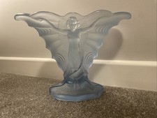 RARE Walther & Söhne Art Deco Blue Glass 'Schmetterling' Butterfly Vase