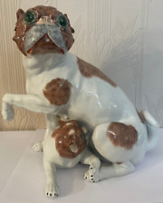 Dresden Carl Thieme Large Model Group Of A Pug Mother Nursing Young Pup A6422T