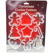 Christmas Cookie Cutter Set 9 Shapes Plastic Cutters 9x9cm Approx