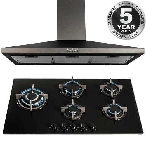 Sia black 90cm burner gas - black, 5